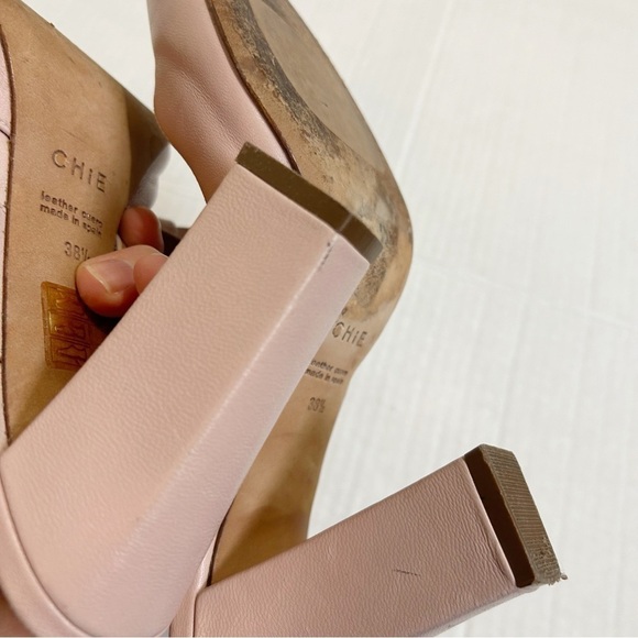CHiE by Chie Mihara Mary Jane Mules Size 38.5 Size 7.5 Pink Leather Spain Pastel - Picture 15 of 16